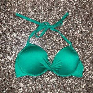 Green Push Up Bikini Top +Green Tie Bikini Bottoms